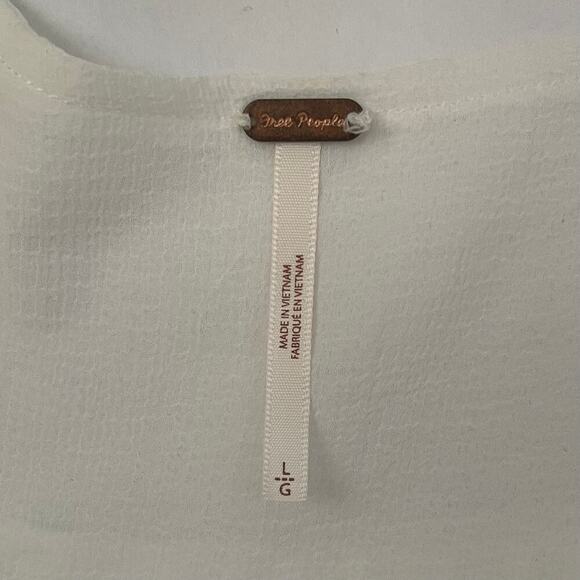 Free People Solid Lolita Blouse - White - Boho - Retro - Semi-Sheer - Size L - Picture 5 of 7